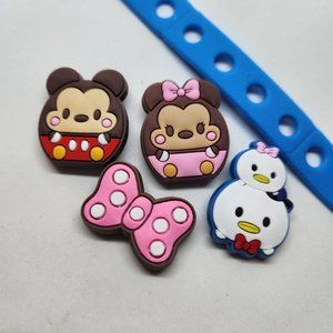 Shoe Charms Mickey Mouse Minnie Mouse Bow Donald And Daisy 4 piece set Bracelet
